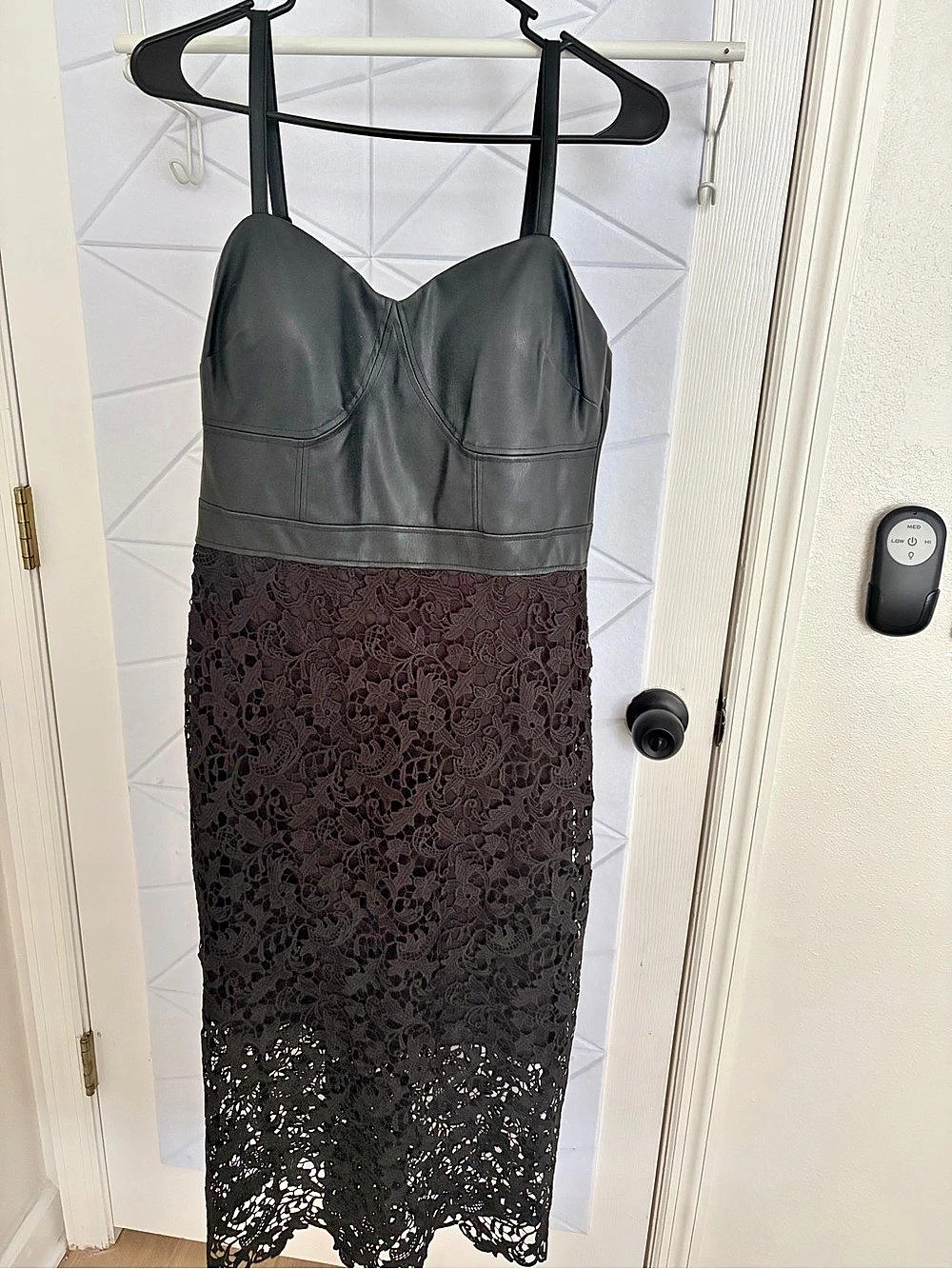SIENA Women's Floral Lace Faux-Leather Bodycon Dress Black Size 8